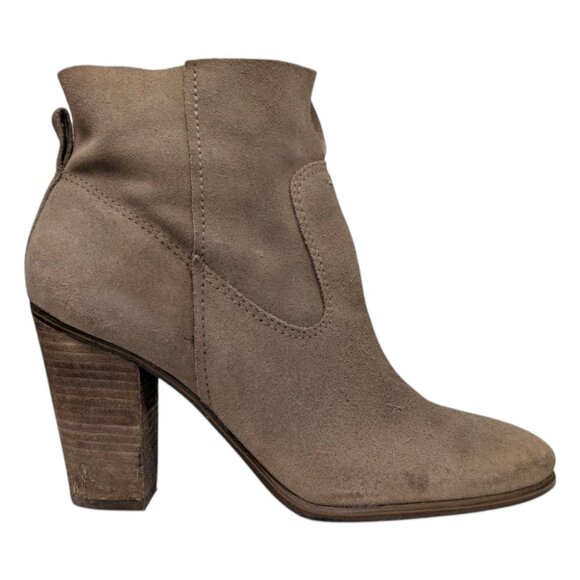 Vince Camuto Feina Booties Khaki Verona Suede Leather 3.5" Heel Size 8.5 M - Picture 3 of 12